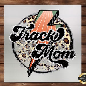 Track Mom DTF Transfer: Lightning Bolt Design