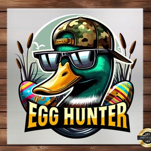 Egg Hunter Duck DTF Transfer: Spring Easter Apparel Graphic