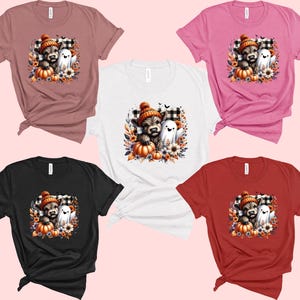 Fall Highland Cow Ghost DTF Transfer, Cute Halloween Ready To Press Iron On image 5