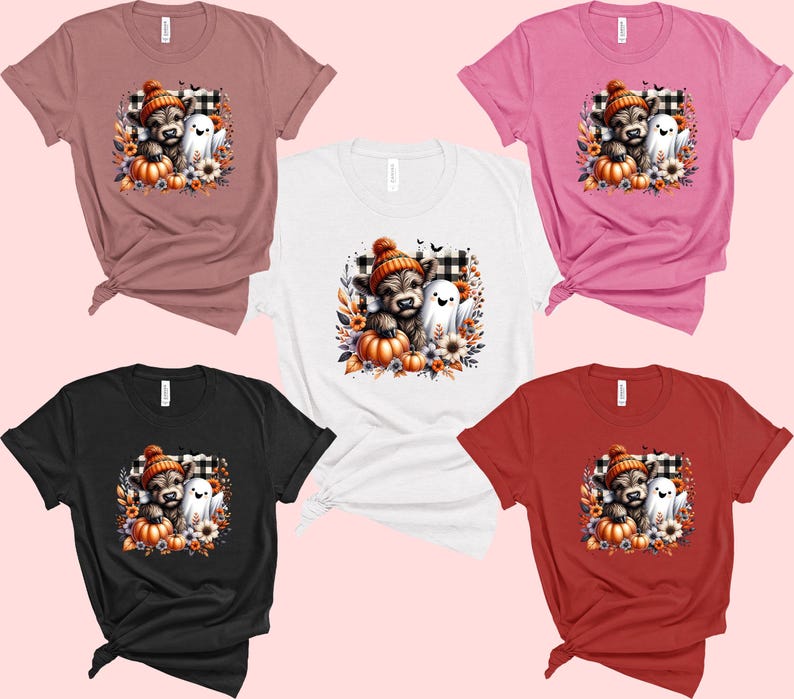 Fall Highland Cow Ghost DTF Transfer, Cute Halloween Ready To Press Iron On image 5