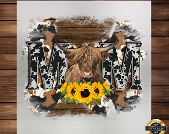 Western Mom Cow DTF Transfer: Rustic Iron-On Design