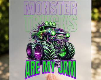Monster Trucks Are My Jam DTF Transfer, Monster Truck Shirt for Boys