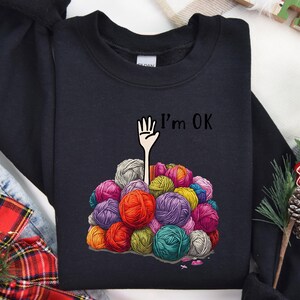 Overwhelmed Knitter DTF Transfer: Funny Yarn Lover Shirt image 4