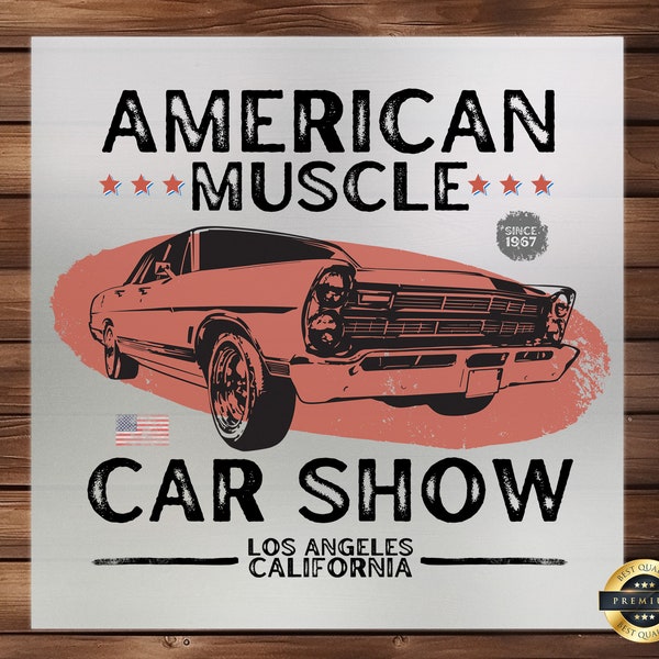 American Muscle DTF Transfer, Vintage Car Design, High-Quality, Easy to Apply, Perfect Auto Enthusiasts, Ready to Press, Detailed Fabric Art