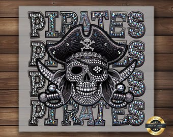 Pirate Skull DTF Transfer: Studded Skull, Crossed Swords - Ready To Press