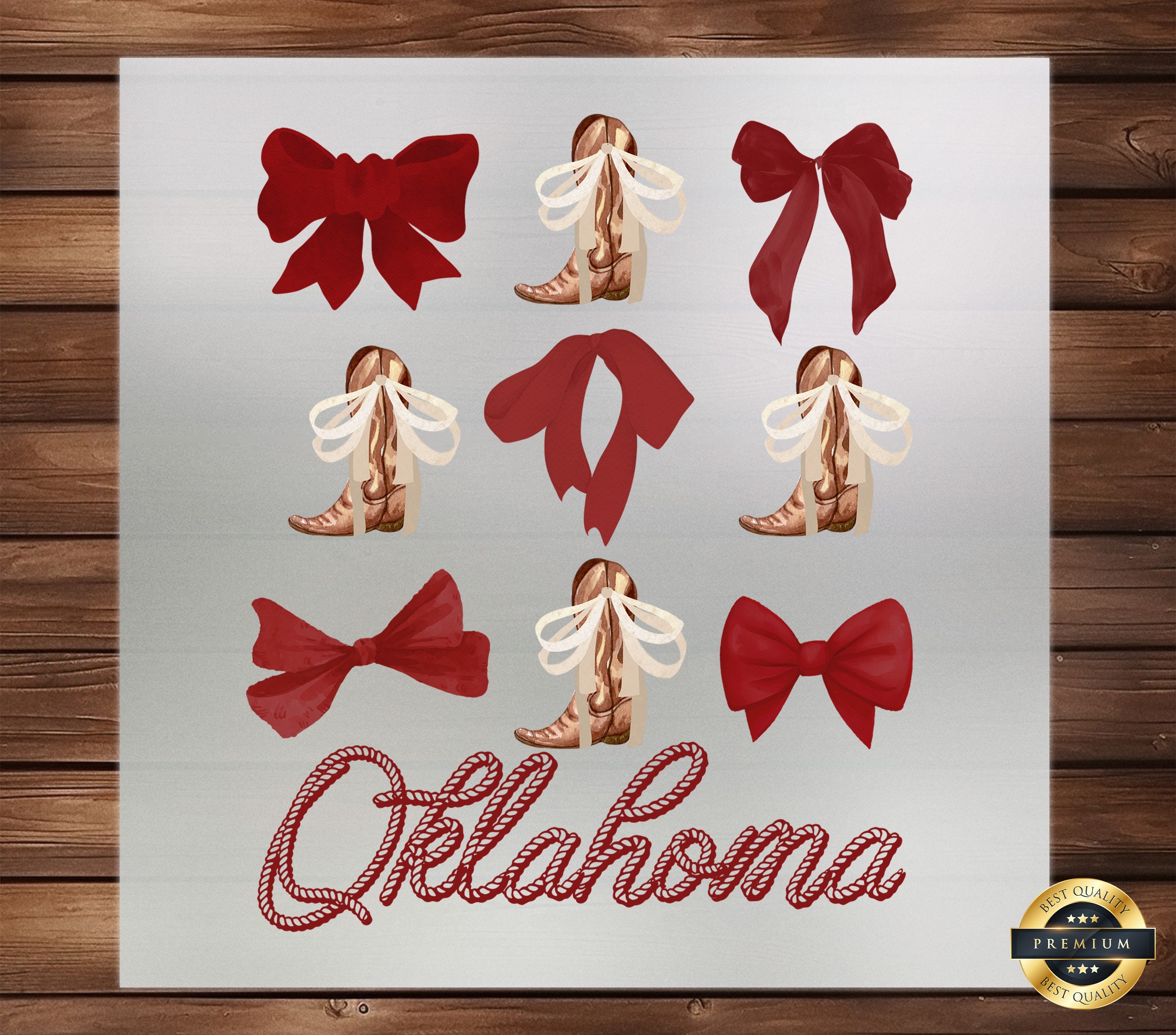 Oklahoma Rope Red DTF Transfer, Sooner State Style, High-Quality, Easy to Apply, Perfect for Celebrating Oklahoma Pride