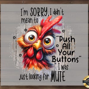 Sorry Rooster Sarcastic Rooster DTF Transfer: Funny Iron-on Heat Transfer - Etsy
