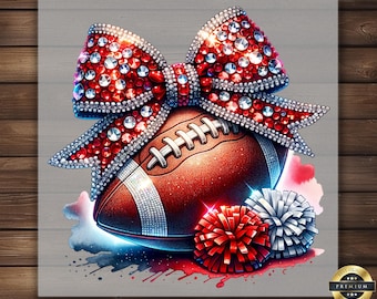 Cheer Bow Football DTF Transfer Red White Game Day Iron On