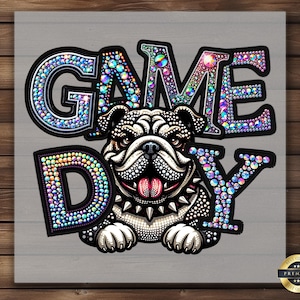 Game Day Bulldogs Rhinestone Style DTF Transfer: Team Spirit Shirt Decal Ready to Press