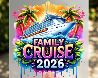Family Cruise 2026 DTF Transfer, Tropical Vacation Ready to Press
