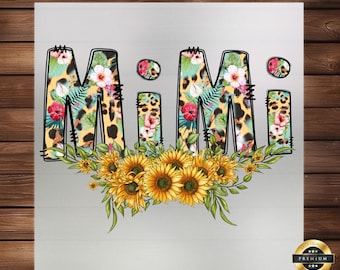 Sunflower Leopard Mimi DTF Transfer: Grandmother Gift