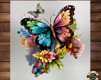 Watercolor Butterflies and Flowers DTF Transfer: Delicate Beauty Design