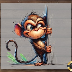 Cheeky Monkey Cartoon DTF Transfer: Funny Jungle Animal Shirt