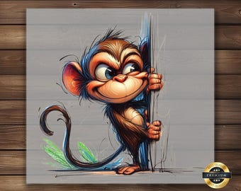 Cheeky Monkey Cartoon DTF Transfer: Funny Jungle Animal Shirt
