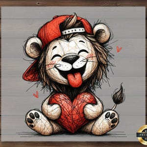 Baby Lion Heart DTF Transfer, Valentine&#39;s Day Apparel