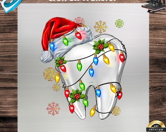 Dental Hygienist DTF Transfer Christmas Tooth Holiday Ready to Press