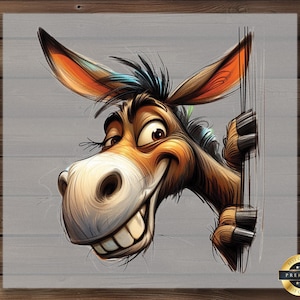 Funny Donkey DTF Transfer, Hilarious Farm Animal Print, Goofy Mule Art, Ready to Press, DIY Heat Transfer, Farm Lover Shirt
