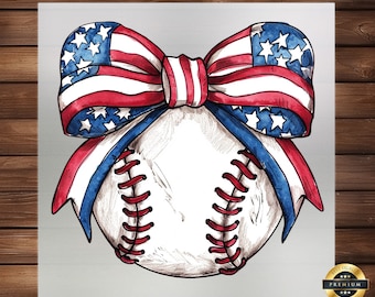 USA Baseball DTF Transfer, Patriotic Flag Design (Ready to Press)