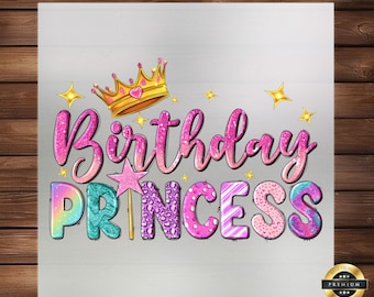 Birthday Princess DTF Transfer: Sparkling Celebration Apparel Design