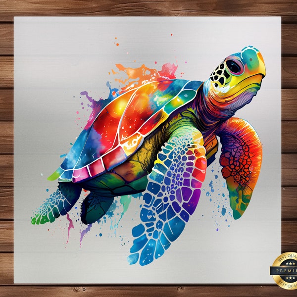 Cute Sea Turtle Watercolor DTF Transfer, Whimsical Design Apparel Customization, Ready to Press, Hoodie DTF, Detailed Fabric Art, Unique DIY