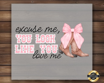 Cowgirl Sass DTF Transfer: Boots & Pink Bow Western Design