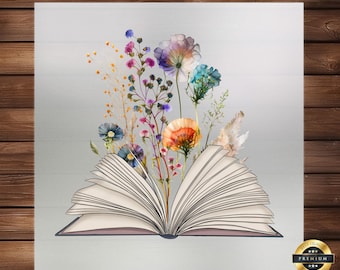 Wildflower Tales Book DTF Transfer: Literary Nature Magic