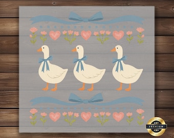 Vintage Duck Trio DTF Transfer: Farmhouse Shirt Design