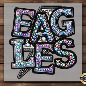 Eagles Rhinestone Style DTF Transfer: Team Spirit Shirt Decal Ready to Press