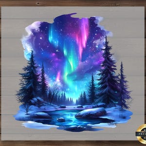 Northern Lights DTF Transfer: Aurora Borealis Shirt Print