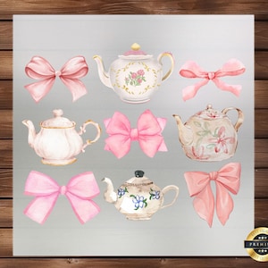 Coquette Teapot DTF Transfer: Vintage Shabby Chic Design