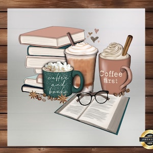 Coffee and Books DTF Transfer: Literary Iron-On Decal