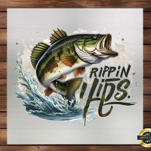 Bass Fishing & Hunting DTF Transfer, Outdoor Adventure Design, Perfect for Custom Apparel Celebrating the Great Outdoors, Ready to Press