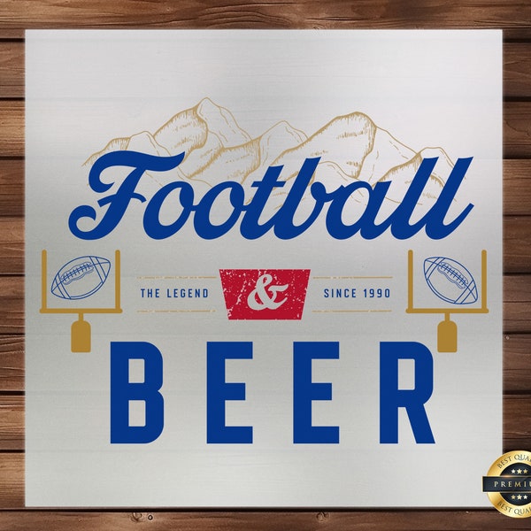 Football Beer DTF Transfer, Celebrate Your Love for Football & Brews, Ready-to-Press Design for T-Shirts, Hoodies, Tote Bags, DIY Sports Fan