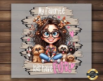 Transferencia Dog Mom DTF, diseño de perros de dibujos animados a la moda, lista para imprimir.