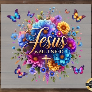Jesus Floral Faith Design DTF Transfer: Christian Art