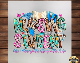 Nursing Student DTF Transfer, Funny No Money No Sleep Design, Ready to Press