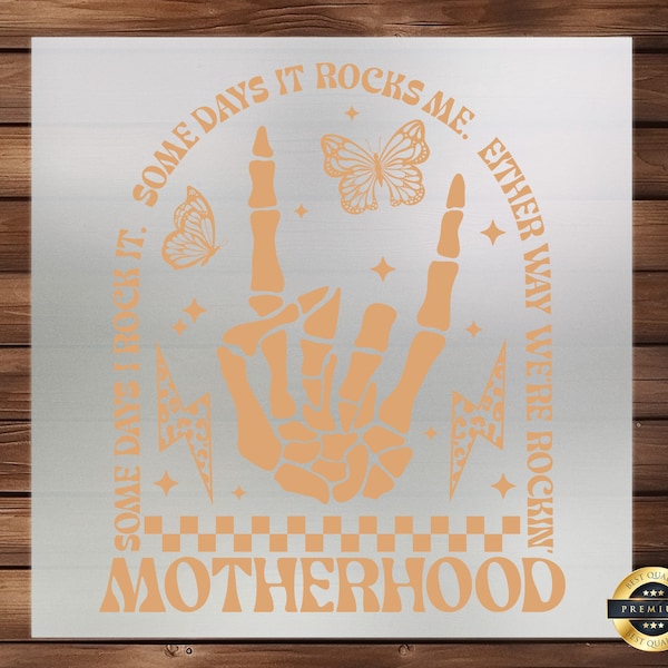 Rockin Motherhood DTF Transfer, Celebrating the Joy and Chaos of Mom Life, Easy-to-Apply Design for Custom Apparel, Perfect Gift for Moms