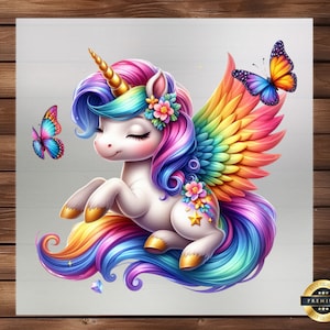 Watercolor Baby Unicorn Clipart: Whimsical DTF Transfer