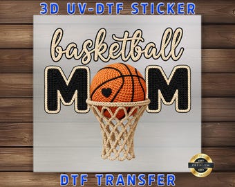 Basketball Mom DTF Transfer: Crochet Look Hoop and Ball Sports Design Print