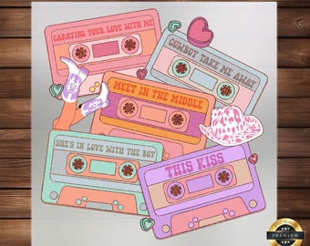 90s Country Music Cassettes DTF Transfer: Retro Western Apparel Print