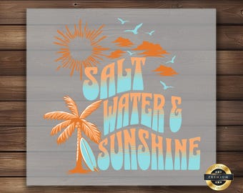 Salt Water Sunshine DTF Transfer: Beach Sunset Shirt Print