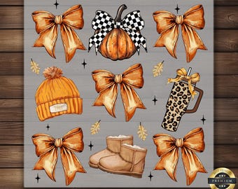 Retro Fall Pumpkin Bow DTF Transfer for Autumn Ready to Press