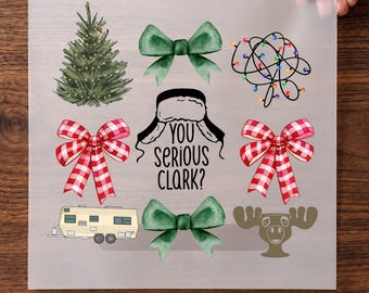 Christmas Vacation DTF Transfer for Camper Holiday and Festive Bow Style Ready To Press