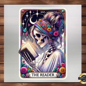 Tarot Bookworm DTF Transfer, Skeleton Reader Ready To Press Iron On