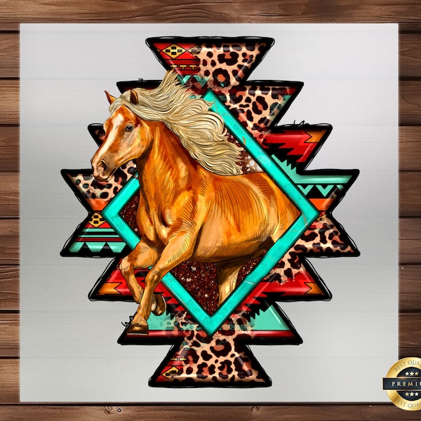 Aztec Symbol White Horse DTF Transfer, Harness the Power of Ancient Icons, Vibrant Print for Apparel, Easy-to-Apply, Perfect Symbolic Wear