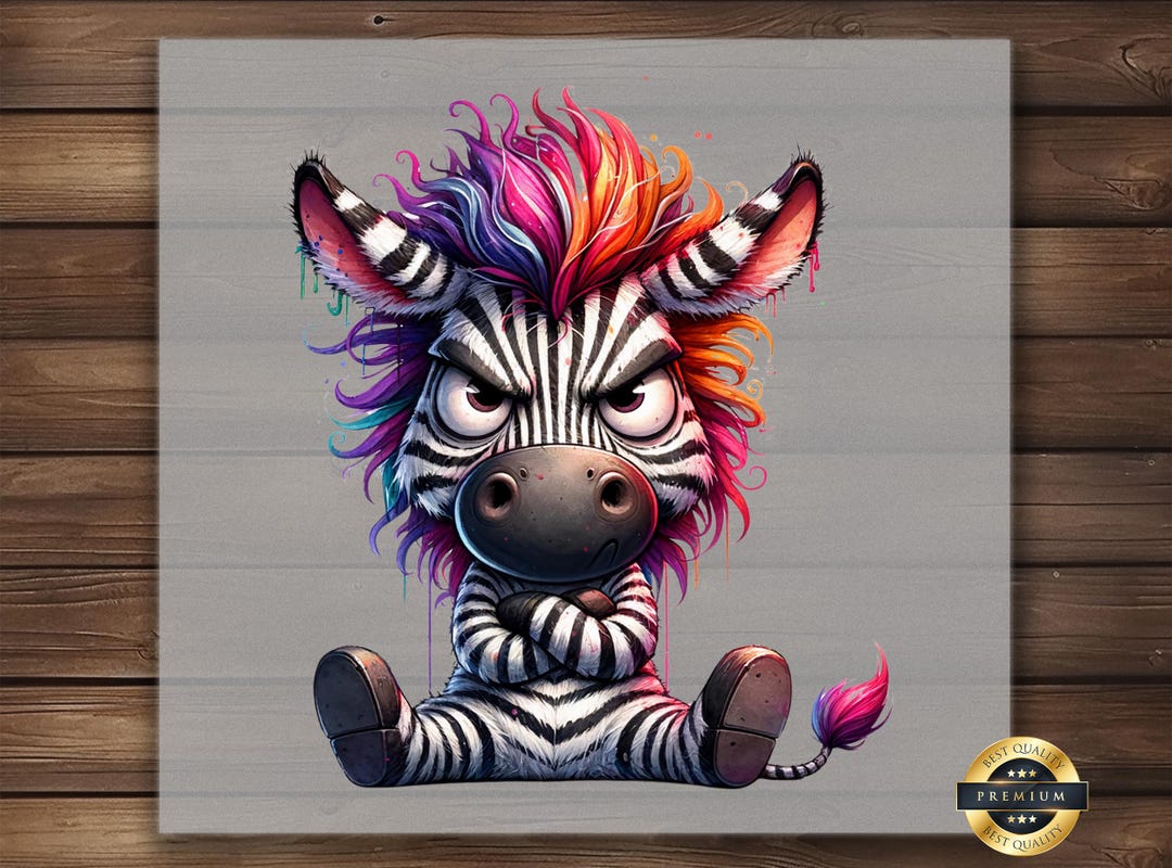 Angry Zebra DTF Transfer: Funny Rainbow Animal Print - Etsy