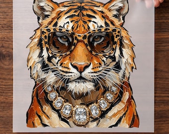 Fashion Tiger DTF Transfer for Glam Boutique and Sunglasses Style Ready To Press