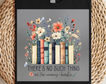 Floral Bookshelf DTF Transfer: Vintage Library Shirt Art