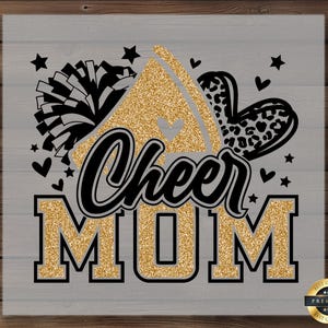 Cheer Mom DTF Transfer, Fun and Bold Iron-On Design for Cheerleading Moms, Perfect for DIY Shirts and Unique Gifts for Sports Fans