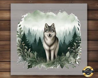Vintage Wolf DTF Transfer: Mountain Forest Shirt Print